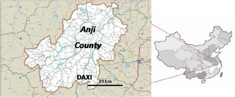 Map of Anji County in Zhejiang Province, East China. | Download ...