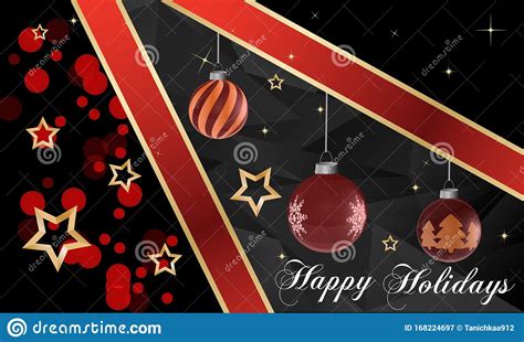 Happy Holidays Banner Layout Design Template Graphic Abstract Black and Red Background. Vector ...