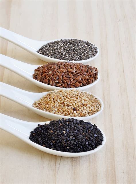 Chia Seeds. Flax Seeds. White Sesame Seeds. Sesame Seeds Black Stock ...