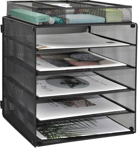 Amazon.com : EASEPRES Wire Mesh Desk Organizer Tray, 5-Tier File Paper ...