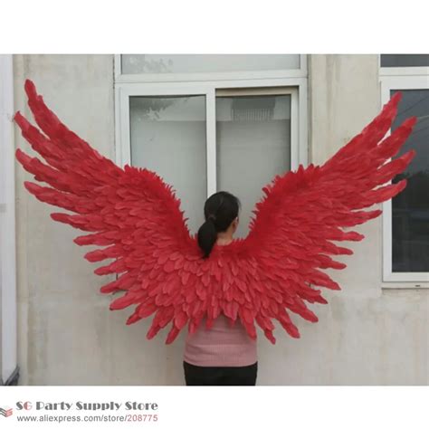 Cosplay costume high quality adult's Red angel wings wedding bar Decorations photography props ...