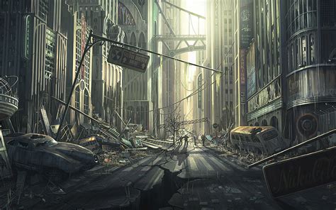 Wallpaper : street, apocalyptic, abandoned, artwork, Fallout, darkness ...