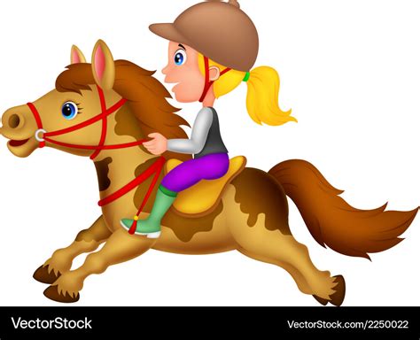 Cartoon little girl riding a pony horse Royalty Free Vector