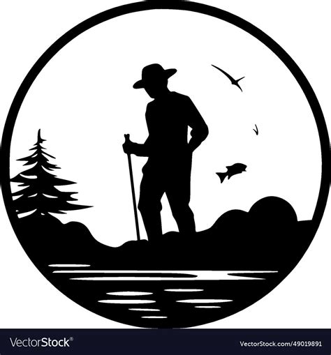 Fishing - black and white isolated icon Royalty Free Vector