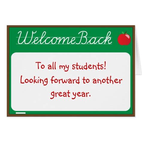 Welcome Back Teacher Note Card | Zazzle