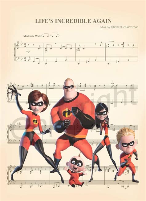 "Here is a sheet music art print of The Incredibles. This is perfect ...