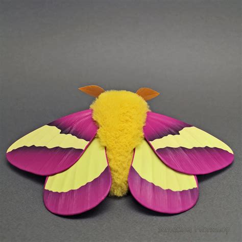 Rosy Maple Moth Moth plush Collectible doll Ooak | Etsy