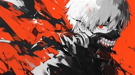 Tokyo Ghoul Ken Kaneki in Red Mask Desktop Wallpaper in 4K