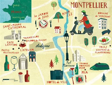 Gary Venn - Map of Montpellier for Conde Nast Travelet | Montpellier, Mapas ilustrados, Sur de ...