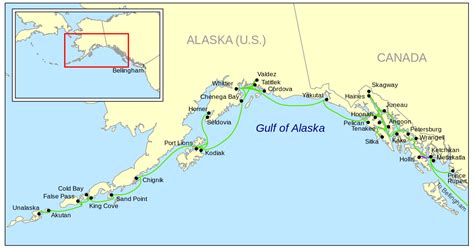 Map showing the Alaska Marine Highway System | Alaska, Gulf of alaska ...