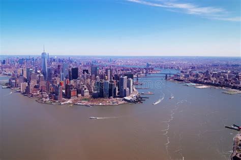 Manhattan with Hudson River and East River NYC Stock Photo - Image of ...