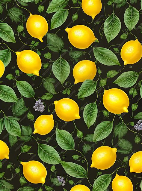 Premium AI Image | Floral painted background showcasing realistic whole lemons leaves and a ...