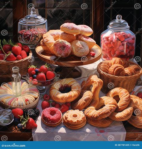 Various Types of Confectionery, Bakery Products 1 Stock Illustration - Illustration of culinary ...