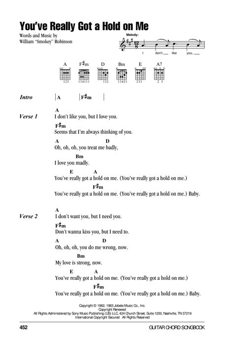 You've Really Got A Hold On Me by Smokey Robinson & The Miracles - Guitar Chords/Lyrics - Guitar ...