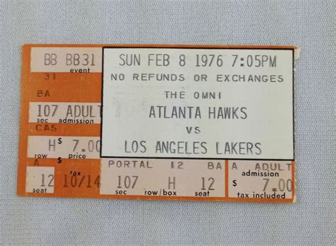 NBA 1976 02-08 Los Angeles Lakers at Atlanta Hawks Ticket Stub -- ez-creations : Free Download ...