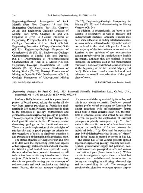 (PDF) Engineering Geology: Book review