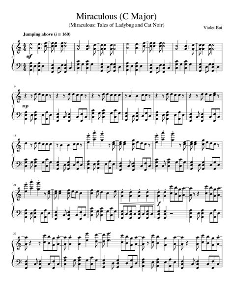 Miraculous (C Major) Sheet music for Piano | Download free in PDF or MIDI | Musescore.com