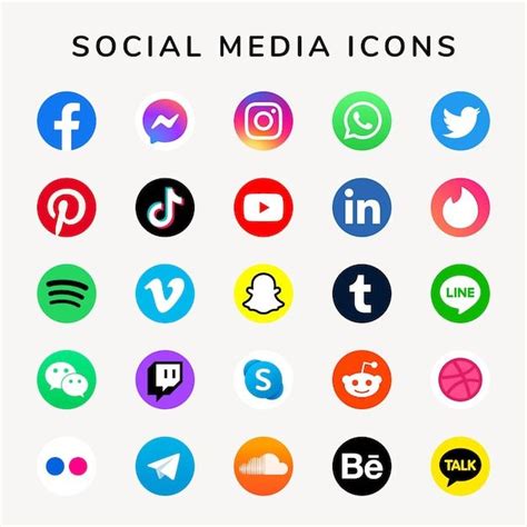 Vector de iconos de redes sociales con logotipos de facebook, instagram, twitter, tiktok ...