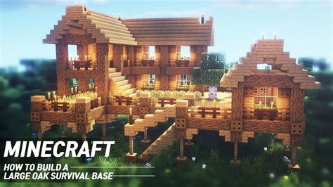 the minecraft how to build a large oak survival base is shown in this image