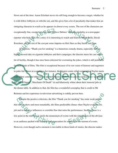 Thank you for Smoking Essay Example | Topics and Well Written Essays - 500 words