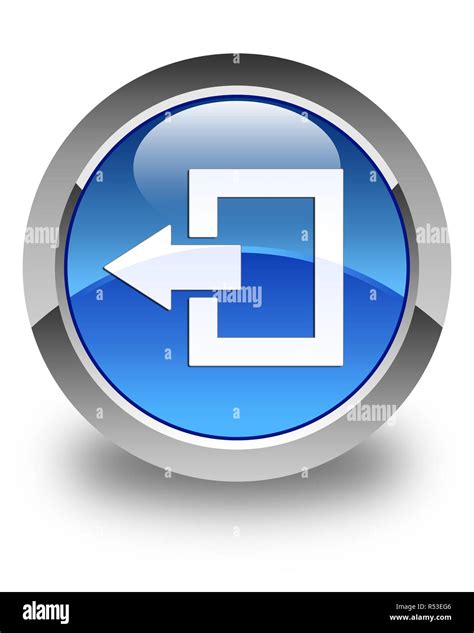 Logout icon glossy blue round button Stock Photo - Alamy