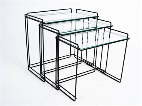 Set of Three Metal and Glass Nesting Tables by Max Sauze For Sale at 1stDibs | max sauze nesting ...