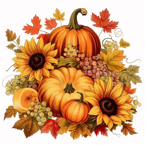 clipart of harvest festivals, autumn colors on a white background ...