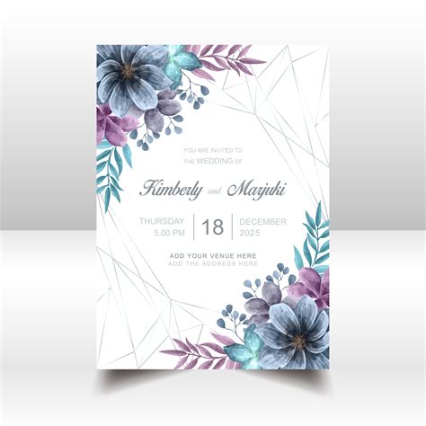 Elegant Wedding Invitation Card With Beautiful Watercolor Floral 547709 ...