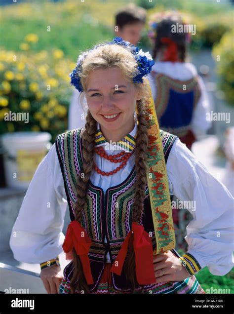 Girl Dressed in Traditional Polish Costume, Warsaw, Poland Stock Photo ...