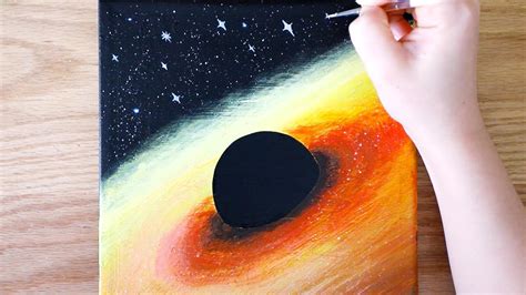 Acrylic painting | Black Hole | Black Canvas Painting Tutorial for ...