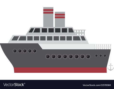 Silhouette color with cruise ship Royalty Free Vector Image