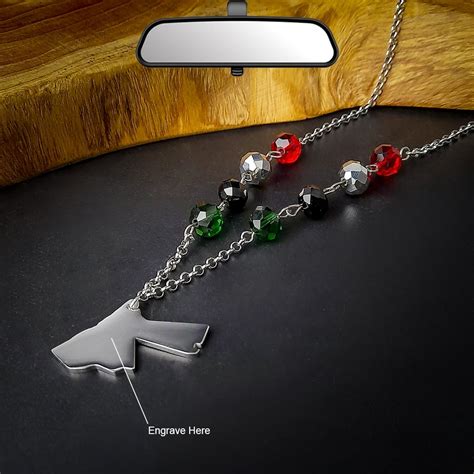 Me1753 - Jordan Map Car Pendant with Jordan Flag Colors Stones - Mecal ...