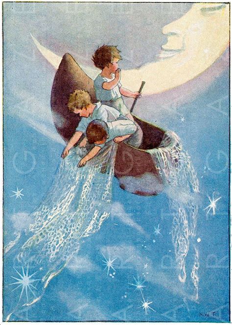 Wynken Blynken & Nod Vintage Nursery Rhyme Illustration. | Etsy