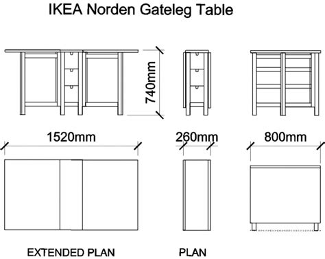 AutoCAD download IKEA Norden Gateleg Table DWG Drawing | Thousands of free CAD blocks