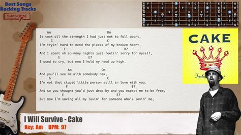 🎸 I Will Survive - Cake Guitar Backing Track with chords and lyrics ...