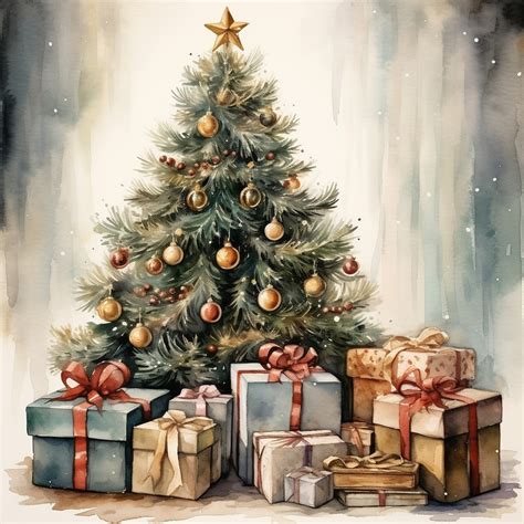 Watercolor Christmas Tree Art Free Stock Photo - Public Domain Pictures