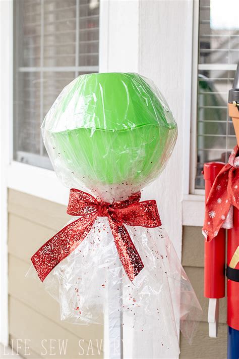 DIY Giant Lollipops - Dollar Tree Christmas Craft - Life Sew Savory