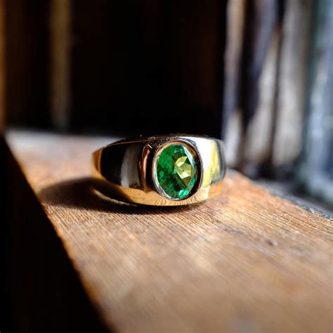 Men's Gold Ring with Tsavorite Garnet at 1stDibs | mens tsavorite ring, tsavorite mens ring ...