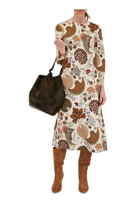 Lafayette 148 New York - Tan Floral Print Midi Dress