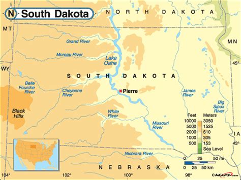 South Dakota Base and Elevation Maps