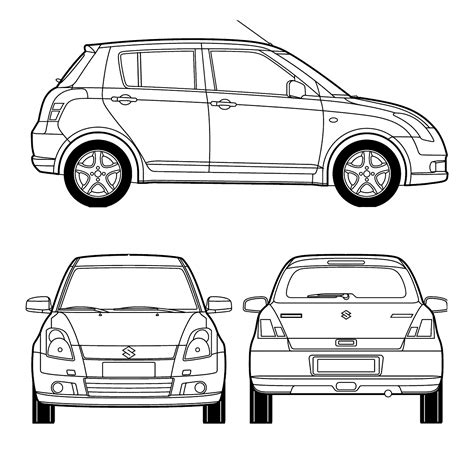 Suzuki Swift 2007 Blueprint - Download free blueprint for 3D modeling