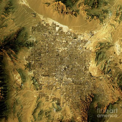 Las Vegas Topographic Map Natural Color Top View Digital Art by Frank Ramspott