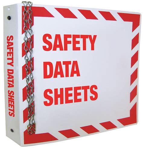 GRAINGER APPROVED Safety Data Sheets Binder, English, Includes 37-1/2" Metal Chain, Safety Data ...