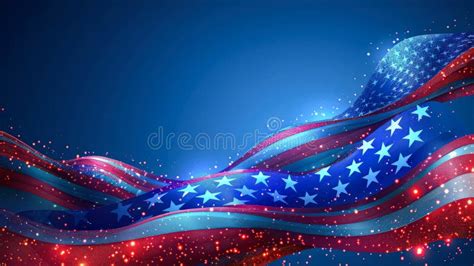 A Flag with Stars and Stripes is Shown in a Blue and Red Color Scheme ...