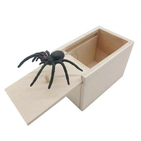 Spider Scare Box Prank Plans Trick Joke Halloween Spider Wood Box Toy ...