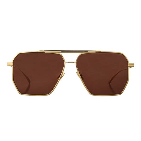 Bottega Veneta - Metal Aviator Sunglasses - Gold Light Brown - Sunglasses - Bottega Veneta ...