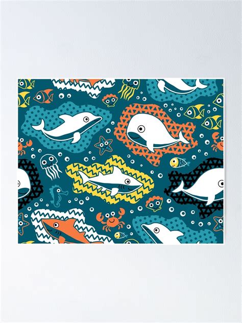 "Baby Shark Seamless Pattern" Poster by Night88wm | Redbubble