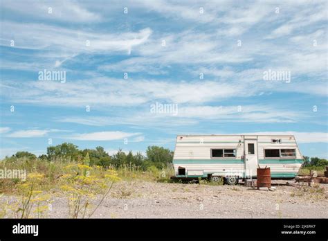 Retro Caravan, old camping trailer at Dorval, Quebec, Canada Stock Photo - Alamy