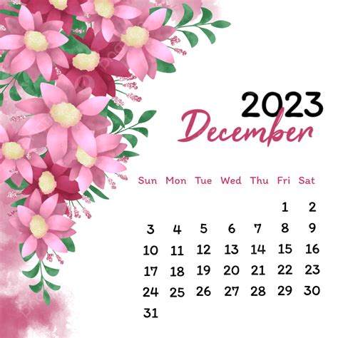 December Calendar Vector Hd Images 2023 December Calendar With Flower | Images and Photos finder