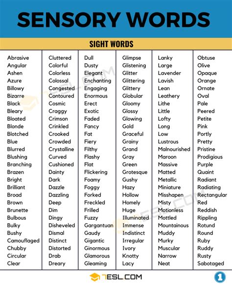 700+ Sensory Words to Improve your Writing in English • 7ESL